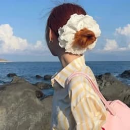 Women's Scrunchies Korean Super Large White Lace Large Hair Band Leather Band French Vintage Lace Tie Head Rope Sweet Style Nice