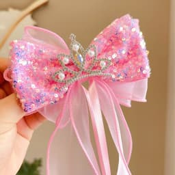 Children's Braided Hair Bow Accessories Princess Crown Hairpin Super Fairy Girl Ponytail Streamer Headgear Spring Clip Top