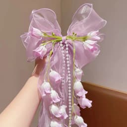 Elegant Lily Valley Bow Barrettes Fresh Floral Hair Clips Vintage Ancient Style Sweet Back Head Ornaments Delicate Ladies