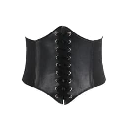 Women's Corset Belt Gothic Fashion PU Leather Female Lace-up Corset Belts Slimming Waist Vintage Corset Black Wide Belt for Girl