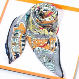 Women's 65cm Square Scarf 30% Silk 70% Wool Blend Whimsical Fantasy Print Soft Warm Breathable Luxury Fashion Accessory