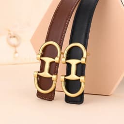 Fashionable Women's Versatile Decoration Jeans with Cowhide Belt; Ladies' High-End Business Fashion in Stock.