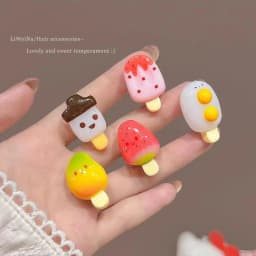 5Pcs Cute Popsicle Ice Cream Hair Clips Colorful Mini Kawaii Barrettes for Women Girls Kids Daily Party Hair Accessories Gift
