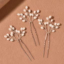 3PCS Alloy Pearl Hair Pins Set Luxury Glossy Anti Slip Styling Accessories for Wedding Bridal Party Women Girls 11x6cm