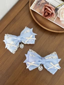 Two-piece women's lace sweet bow hair clip Lolita hair accessory, versatile alligator clip, suitable for any occasion