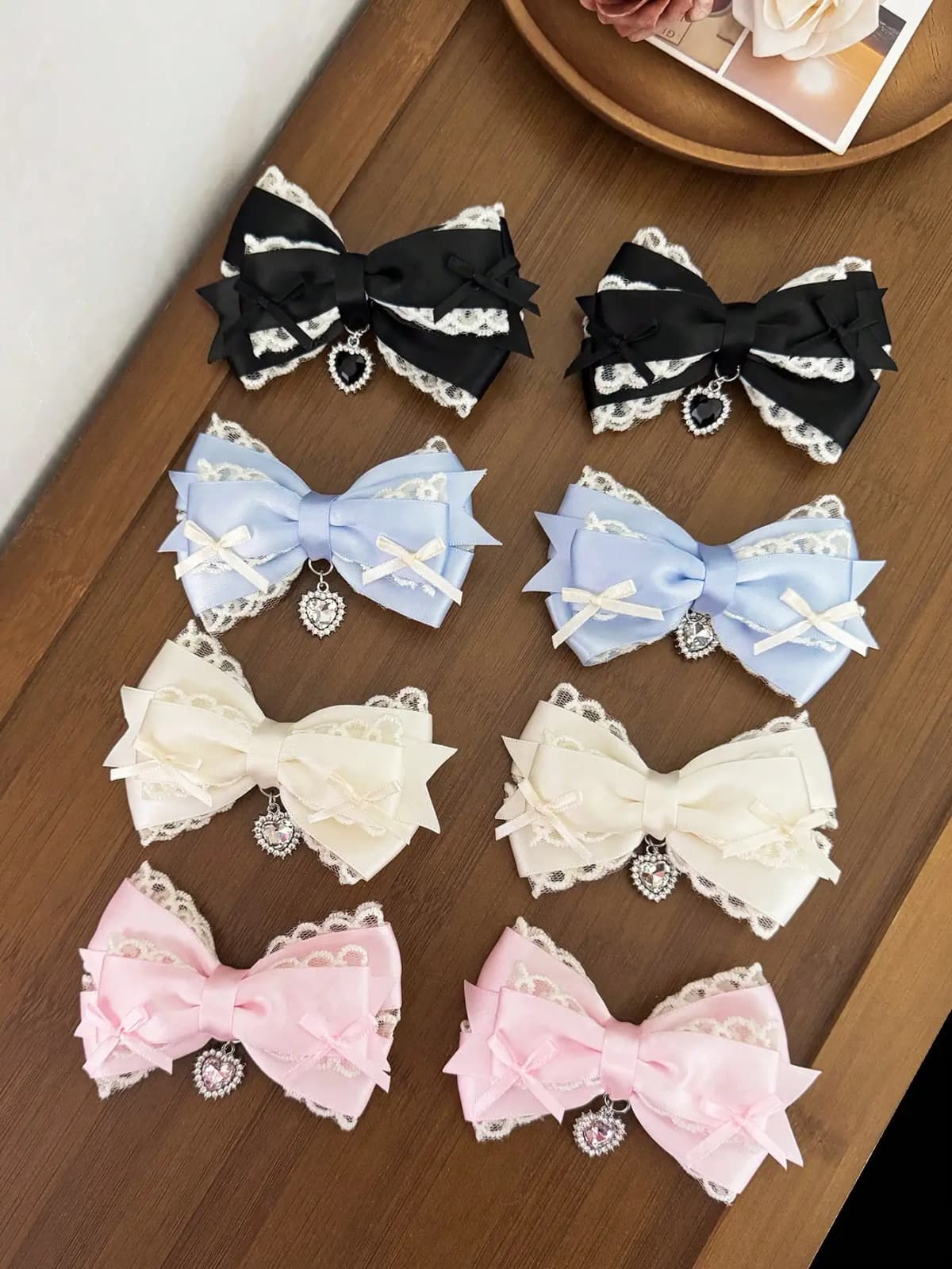 Two-piece women's lace sweet bow hair clip Lolita hair accessory, versatile alligator clip, suitable for any occasion