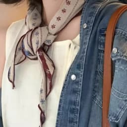 Women Vintage Floral Striped Scarf Breathable Cotton Linen Blend Triangle Neck Kerchief Boho Chic Headwrap & Necklace Scarf
