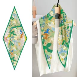 Forest And Animal Printing Diamond Twill Silk Scarf Woman Luxury Bandana Headband Hijab Foulard Neckerchief Shawl For Ladies