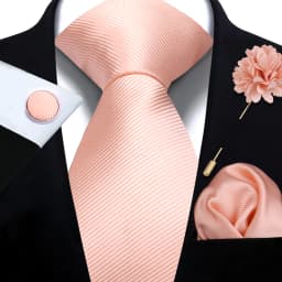 Men's Solid Necktie Cufflinks Pocket Square Lapel Pin Flower Brooch Elegant Man Wedding Shirt Accessory Set Suit Groomsmen Gifts