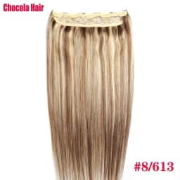 Chocala 20"-28" 1pcs Set 200g Machine Made Remy Hair One Piece Set With 5 Clips in 100% Brazilian Human Hair Extensions