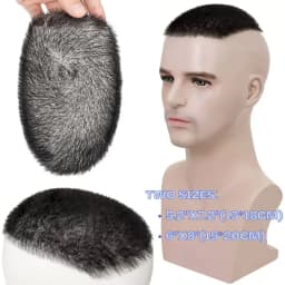 TESS Men Hair Wig 100% Human Hair Men Toupee Buzz Cut Hair System Super Thin Skin Natural Black Short Hair Pieces Wigs for Male
