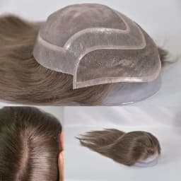 Mens Human Hair Durable Mono Lace Long Toupee For Men Hairpiece Replacement System 12inch Swiss Lace Front Men Wigs 8"x10" 17#