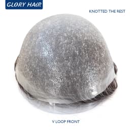 BIO 0.05-0.06mm Thin Skin Toupee For Man V-Loop Front Invisible Hairline Men's Capillary Prosthesis 100%Density Male Hair System