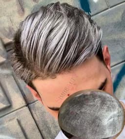 Dark Brown 1B65 Black Grey Natural Hairline Durable Men‘’s Toupee 100% Human Hair Wig Microskin Silicone Full PU Capillary Pro