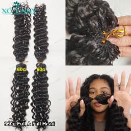 Curly Crochet Human Hair Extensions Knotless Pre Separation Feather Crochet Human Hair Water Wave Invisiable Knot With String