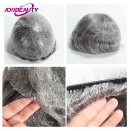 Thin Skin Men Toupee Indian Human Hair Wigs With Knots Invisible Natural Hairline Indian Hair System Units Male Hair Prosthesis