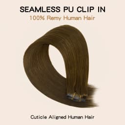 Seamless Pu Clip In Hair Extensions Human Hair 7Pcs Invisible Clip Ins Human Hair Extensions Brown Color 110g Straight Remy Hair