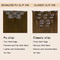 Seamless Pu Clip In Hair Extensions Human Hair 7Pcs Invisible Clip Ins Human Hair Extensions Brown Color 110g Straight Remy Hair