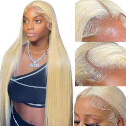 613 Blonde Wig 40 Inch Bone Straight Human Hair Wigs 13x6 HD Lace Frontal Wig Brazilian 210 Density Pre Plucked Colored Human Hair Lace Front Long Wigs