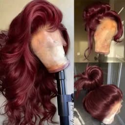 210 Density 99J Burgundy 13x6 HD Transparent Lace Frontal Human Hair Wigs Brazilian Colored 30 46 Inch Body Wave 13x4 Lace Front Wig Pre Plucked With Baby Hair For Women