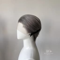 Grey Short Wig for Man with A Slicked-back Hairstyle 13*4 HD Synthetic Lace Front Wig Headband Cosplay Wigs Lace Frontal Peluca
