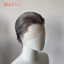 Grey Short Wig for Man with A Slicked-back Hairstyle 13*4 HD Synthetic Lace Front Wig Headband Cosplay Wigs Lace Frontal Peluca
