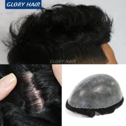 Gloryhair 0.12-0.14mm Injected Toupee for Man Natural Realistic Hair Prosthesis Capillary Hair Piece Wig For Hair Loss Man