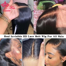 Jet Black Color Wig Queen Hair Real HD Lace Wig Raw Human Hair FULL Frontal Closure HD Melt Skin Lace Wig Straight / Body Wave