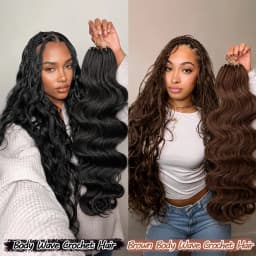 FRIZIRA Chocolate Brown Miracle Knots Crochet Human Hair Crochet Braids Body Wave Feather Crochet Human Hair Extensions