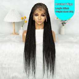 32Inch Cornrow Braided Wigs Synthetic Box Braids Wig Full Lace Braided Wig for Black Women Blended Lace Front Braiding Hair Wig
