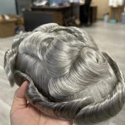 30mm Wave 1b50 1b80 White Gray Black Old Male Hair Prosthesis Natural Hairline Super Durable Thin Brown Poly Skin Base ManToupee
