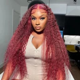 30 Inch 99J Deep Wave Lace Front Wig 13x6 Human Hair Lace Frontal Wig Colored Curly Human Hair Wigs 250 Density