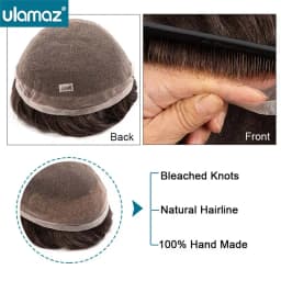 Bleach Knots Lace Front Male Hair Prosthesis Man Wig Human Hair French Lace Toupee Wigs For Man Full Lace Hair System Men's Wigs