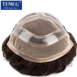 Men's Clip-On Hair Mono & Pu With Lace Front Durable For Male Hair Prosthesis Natural Human Hair Toupee Men Wig Exhaust Systems