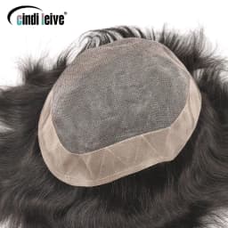 8x10" Breathable Fine Mono With NPU Toupee For Men Human Hair Piece Natural Black Male Wig Toupee Men's Replacement Systems