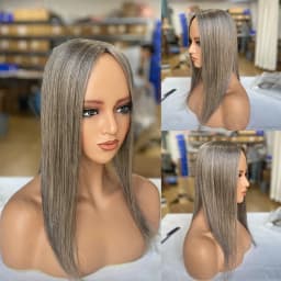10x12cm Human Hair Topper with Silk Base 40cm Straight Clip in Hairpiece for Women Natural Scalp Simulation Thinning Hair Toupee