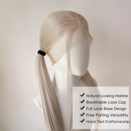 Full Lace Wig 22" Platinum Blonde Synthetic Hair White Silver Blonde Glueless Cosplay Festival Party Wigs Unisex HandTied Heat