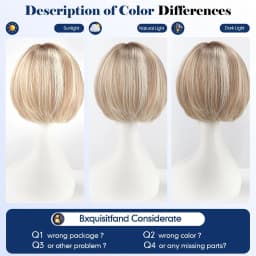 10-Inch Human Hair Topper for Women 6.5x6.5 Inch Silk Base Ombre Blonde with Brown Side-parted Short Bob Hair Topper With Bangs