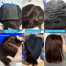 YOCYTU Chocolate Brown Lace Front Wigs 12 Inch Glueless Wigs Human Hair For Women 4X4 Bob Wig Human Hair 3 Days Delivery France