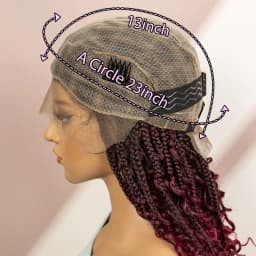 99J Burgundy Color Box Braided Wigs Synthetic Full Lace Knotless Square Box Braids Wig Curly Hair Wig for Women