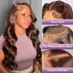 28 30 Inch Chocolate Brown 13x4 Lace Front Wig Brazilian Pre Plucked HD Transparent Lace Frontal Wigs Dark Brown Body Wave Wigs
