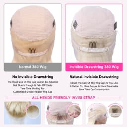 613 360 Invisible Drawstring Lace Frontal Wig Ponytail Pre Plucked Straight 13x4 13x6 Lace Front Human Hair Wig Glueless 5x5 Closure Wig Brazilian Honey Blonde Colored Human Hair Wig 250 Density Adjustable Invisi Strap Wigs