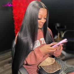 Highlight 4/27 With Dark Root Straight Lace Front Human Hair Wig Drawstring Wig 180% 13x6 For Women Brazilian Hair Long Hair