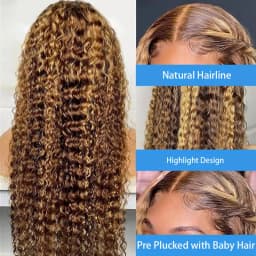4/27 Colored Highlight Deep Wave Ombre 13x6 Lace Front Human Hair Wigs Water Wave 13x4 Lace Frontal Wig Brazilian Remy Hair