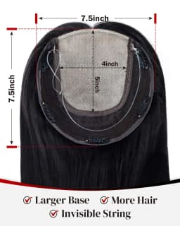 Real Human Hair Toppers for Women 7.5x7.5 Inch Silk Large Base No Bangs 130% Density Hairpieces for Adding Volume And Length