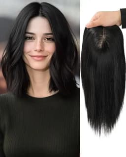 Real Human Hair Toppers for Women 7.5x7.5 Inch Silk Large Base No Bangs 130% Density Hairpieces for Adding Volume And Length