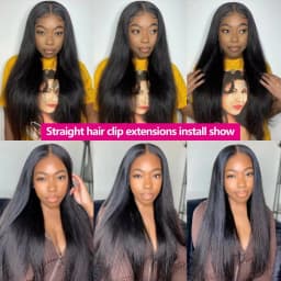 High Quality Clip In Hair Extensions Long Straight Invisible Seamless Hair Pieces 100% Human Hair Looking Hair Additions For Thickening And Lengthening Sleek Manageable Perfect for Daily Use 3 Days Fast Delivery