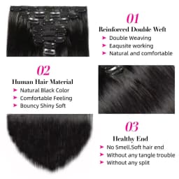 High Quality Clip In Hair Extensions Long Straight Invisible Seamless Hair Pieces 100% Human Hair Looking Hair Additions For Thickening And Lengthening Sleek Manageable Perfect for Daily Use 3 Days Fast Delivery