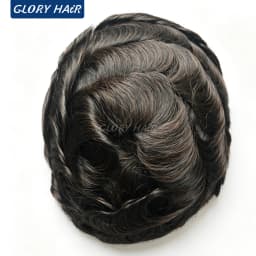 OS106 0.05-0.06mm Male Thin Skin Double Knot Hair Toupee 100% Density Indian Human Hair Prosthesis For Bald Men Hair Loss