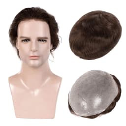 Male Hair Prosthesis Skin 0.02mm Base Toupee Men Wig Human Hair Wigs Undetectable Replacement Systems Men's Capillary Prothesis